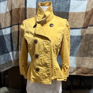 American Rag Mustard Double-Breasted Trench Coat